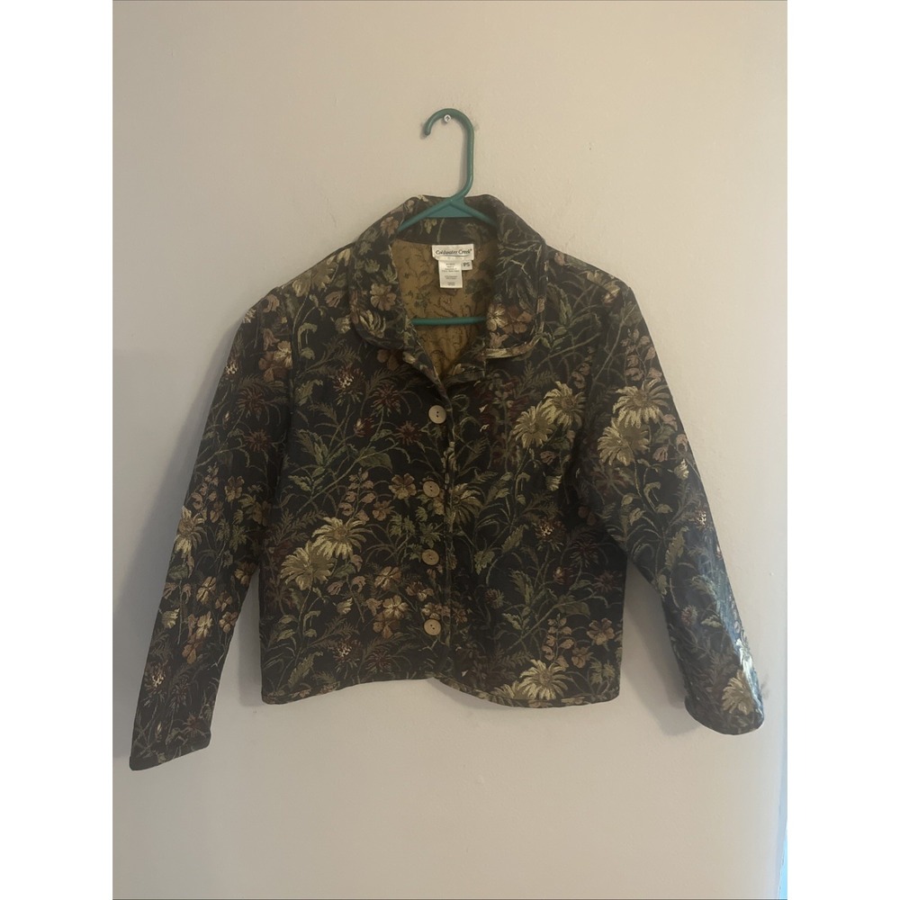 COLDWATER CREEK Tapestry Jacket Size Petite Small Polyester/Cotton Blend